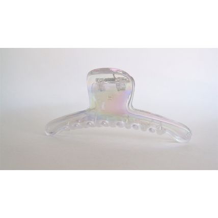 Large long clear transparent iridescent design hair claw clip for long fine hair