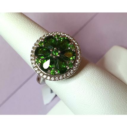 3ct Chrome Diopside Zircon Spinner Halo Ring Sz O Platinum Overlay 925 Silver