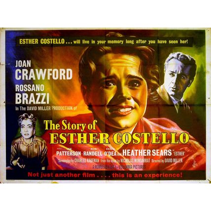 STORY OF ESTHER COSTELLO 1957 Joan Crawford, Rossano Brazzi UK QUAD POSTER A