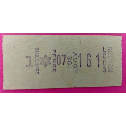 Ticket circa 1960 GB return for 1 shilling and 7d likely long bus ride