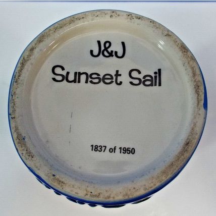 Tikis Grill Bar Waikiki Ceramic Tiki Mug Cup 7.5" J&J Sunset Sail Boat 1837/1950