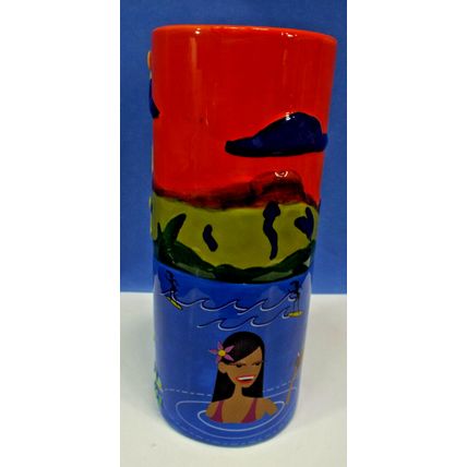 Tikis Grill Bar Waikiki Ceramic Tiki Mug Cup 7.5" J&J Sunset Sail Boat 1837/1950