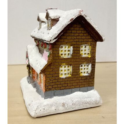 Miniature Snow Covered Light Colour Changing LED Christmas House Bakery Xmas