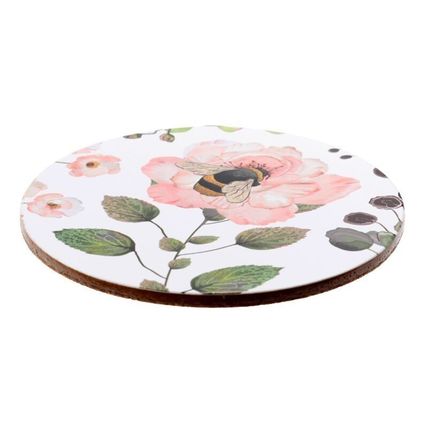Bumble Bee Coasters Set of 4 Lamanted Round Coasters Gift Home Decor Comes Boxed