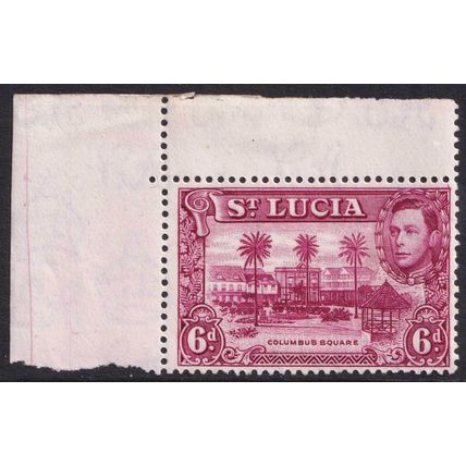 St Lucia KGVI 1938-48 6d Carmine-Lake P13.5 SG134a Mint MNH
