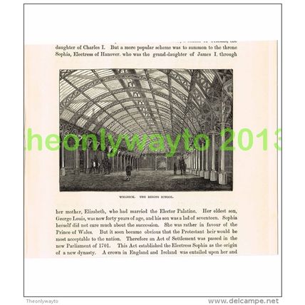 WELBECK, THE RIDING SCHOOL, NOTTS, ENGLAND, Book Illustration (Print), c1870