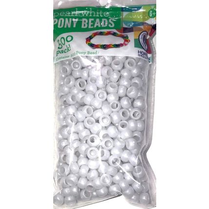 Kids Craft Plastic Pony Pearl Beads, White