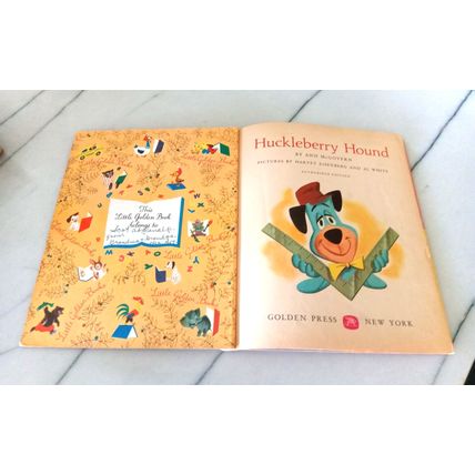 Old Little Golden Book Huckleberry Hound Builds A House (B) Second Edition 1959