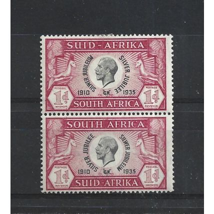 SouthAfrica.SG66 1d Black and Carmine Pair.Mounted Mint.Aug25