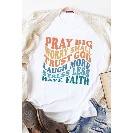 White Have Faith Inspired Words Print T Shirt