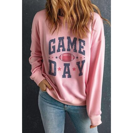 Pink Rugby GAME DAY Graphic Drop Shoulder Sweatshirt
