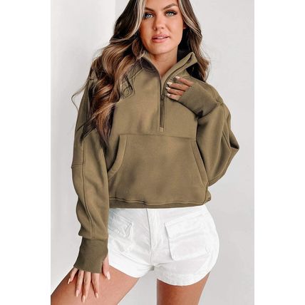 Elmwood Fleece Lined Zip Up Stand Collar Thumbhole Sleeve Sweatshirt