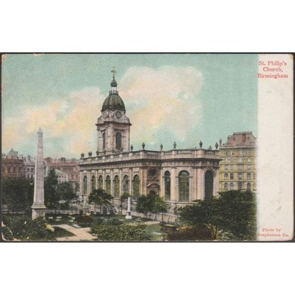St Philip's Church, Birmingham, Warwickshire, 1907 - Misch & Stock Postcard