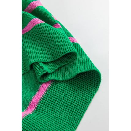 Green Stripe Ribbon Cute Bow Detail Sweater Knit Cardigan