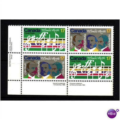 CANADA 1980 O'CANADA MUSIC SG 980/981 SET 2 VALS PLATE BLOCK U/M MINT