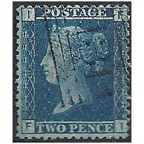 1858 SG45 2d Blue Plate 9 Fine Used Check Letters "FI".