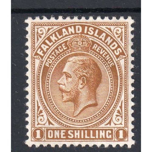 1912 FALKLAND ISLANDS 1s Pale Bistre Sg65 LIGHTLY MOUNTED MINT (G30)