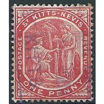 St Kitts-Nevis 1907 SG14 1d Carmine Fine Used ....