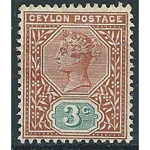 Ceylon 1893 SG245 3c Terracotta & Blue-Green Mounted Mint ... .