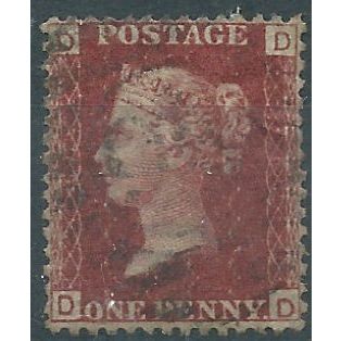 1858 SG43 1d Red Plate 162 Fine Used Check Letters "DD"