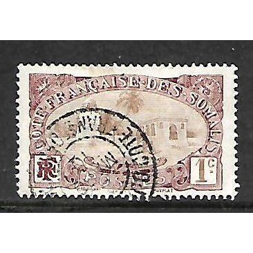 FRENCH SOMALI COAST 1909 1c MOSQUE AT TAJURAH BROWN PURPLE SG151 FINE USED