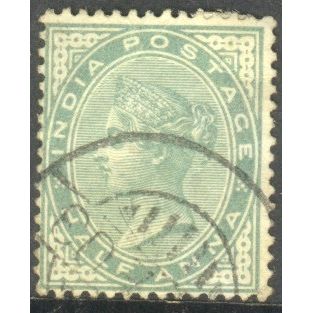 India stamps 1882 - SG 84 - QV ½a green used 10