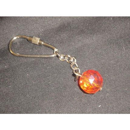 Large 15mm faceted crystal glass orange carabiner keyring bag phone charm