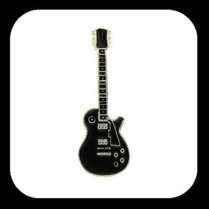 Guitar 1 Yellow & 1 Black Enamel Badge Creative Metal Pins Music Theme for Shirt