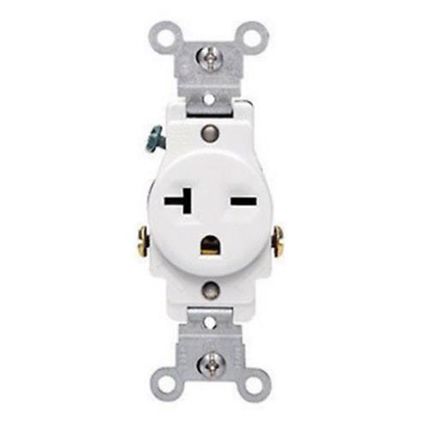 Leviton S02-05821-WSP White Commercial Grade Straight Blade Single Receptacle