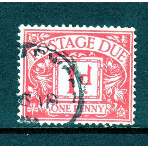GREAT BRITAIN 1914 GEORGE V POSTAGE DUE SG D2 1d CARMINE FINE USED#10