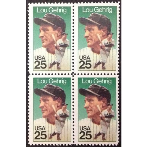 US Stamp #2417 mint: 1989 25c Lou Gehrig - MNH block of 4