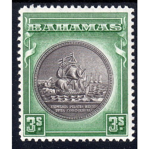 Bahamas 1931 Sg132b 3s Brownish Black & Myrtle-Green un mounted mint MNH (G125)