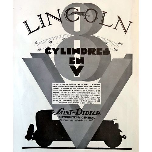 30s Art Deco Print Ad Lincoln Car Advertisement Driving Travel Poster Decor