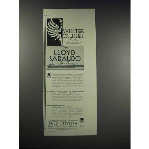 1932 Lloyd Sabaudo Cruise Ad - Winter Cruises
