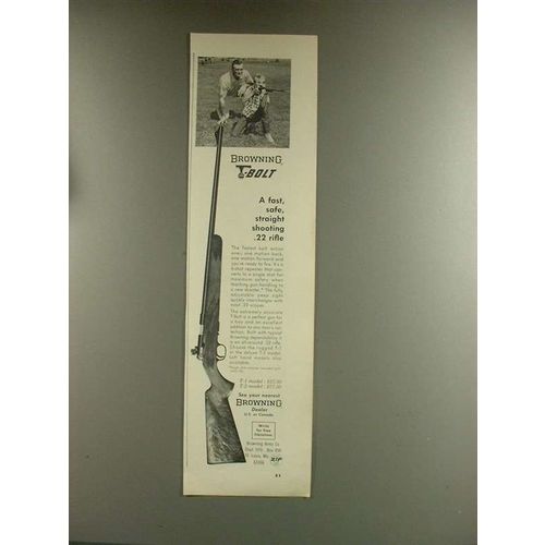 1967 Browning T-Bolt Rifle Ad - Straight Shooting .22