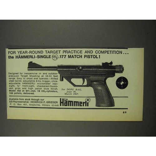 1968 Hammerli-Single .177 Match Pistol Ad - Year Round