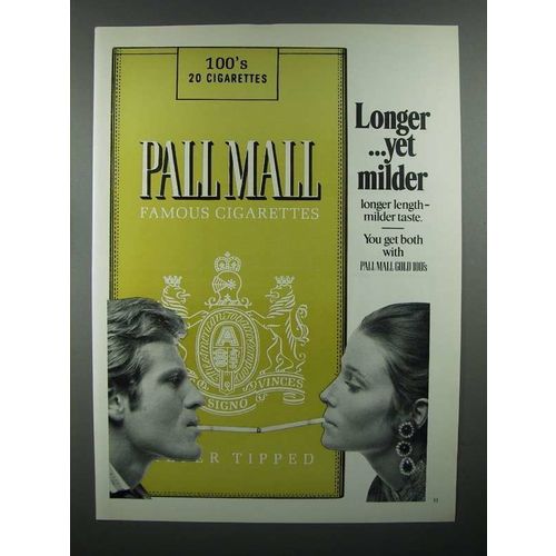 1971 Pall Mall Cigarette Ad - Longer Yet Milder