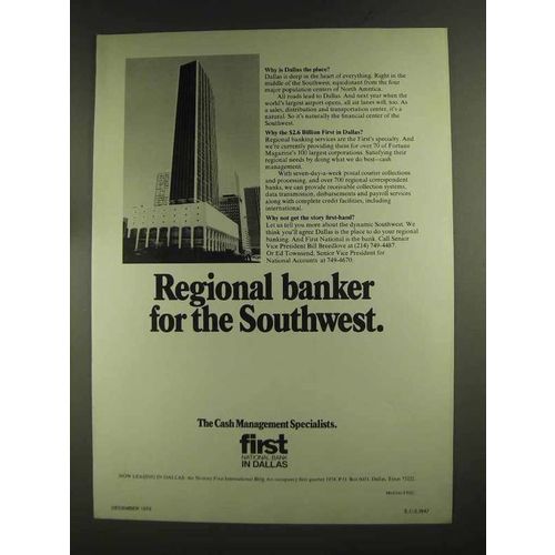 1972 First National Bank in Dallas Ad - For Southwest