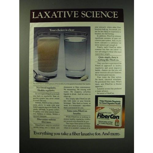 1987 Lederle Fibercon Ad - Laxative Science
