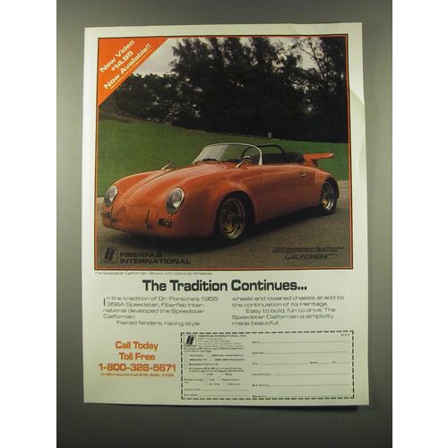 1988 Fiberfab International Speedster Californian Car Ad - The tradition