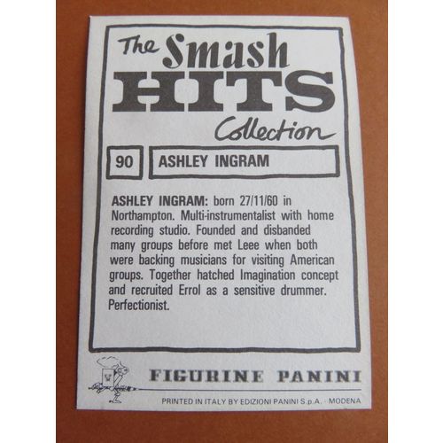 Smash Hits 1984 Panini Sticker No 90 Ashley Ingram