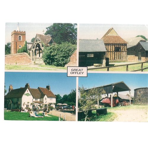 multiview, GREAT OFFLEY, HERTFORDSHIRE used postcard 1994 postmark =