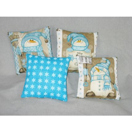 4 Snowman Mini Pillows Ornies Tucks Bowl Fillers Winter Home Decor