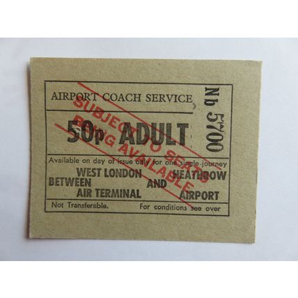 London Transport Airport Coach Service Ticket #7