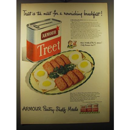 1950 Armour Treet Ad - Treet is the meat for a nourishing breakfast