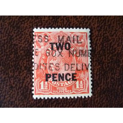 Australia 1930 King George V Two Pence surcharge used stamp SG119