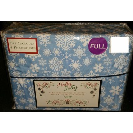CHRISTMAS HOLLY JOLLY SNOWFLAKES CHRISTMAS FULL SHEETS SET~NW~HOLIDAY THEMED 6PC
