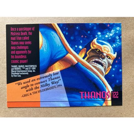 Marvel Masterpieces 1994 Base trading Card # 122 Thanos (B) Fleer