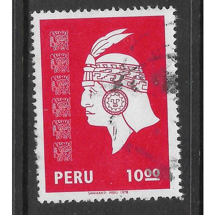 PERU 1978 10s RED INCA HEAD SG 1357 FINE USED