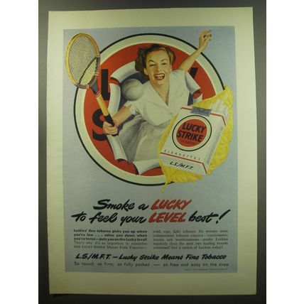 1949 Lucky Strike Cigarettes Ad - Smoke Lucky to feel your level best